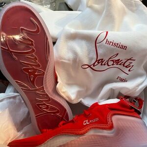 CHRISTIAN LOUBOUTIN Clear-Sole Suede Low-Top Sneakers
